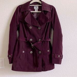 NWOT short trench coat burgundy